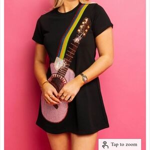 Sequin Dress - Guitar Strap Black Guitar Graphic Dress M